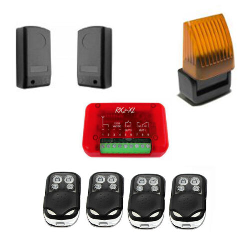 KIT01 - přijímač, 4 ks dálk. ovl., fotobuňky a lampa